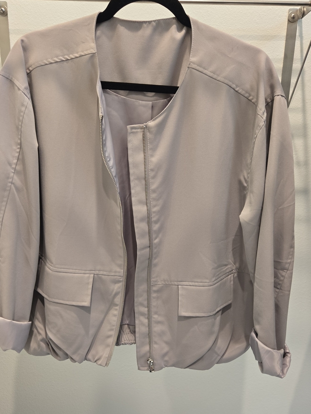 Light Gray Women's Bomber Jacket - Unbranded